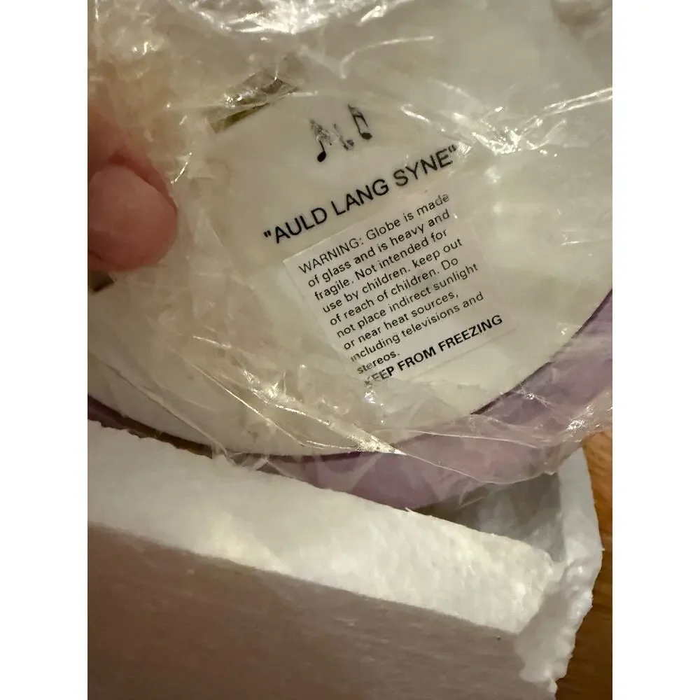 🎆 Christopher Radko 2001 Glitterglobe Snow Globe Auld Lang Syne Musical VTG NIB